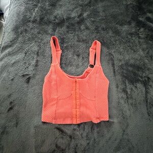 Coral Ribbed Women's Top